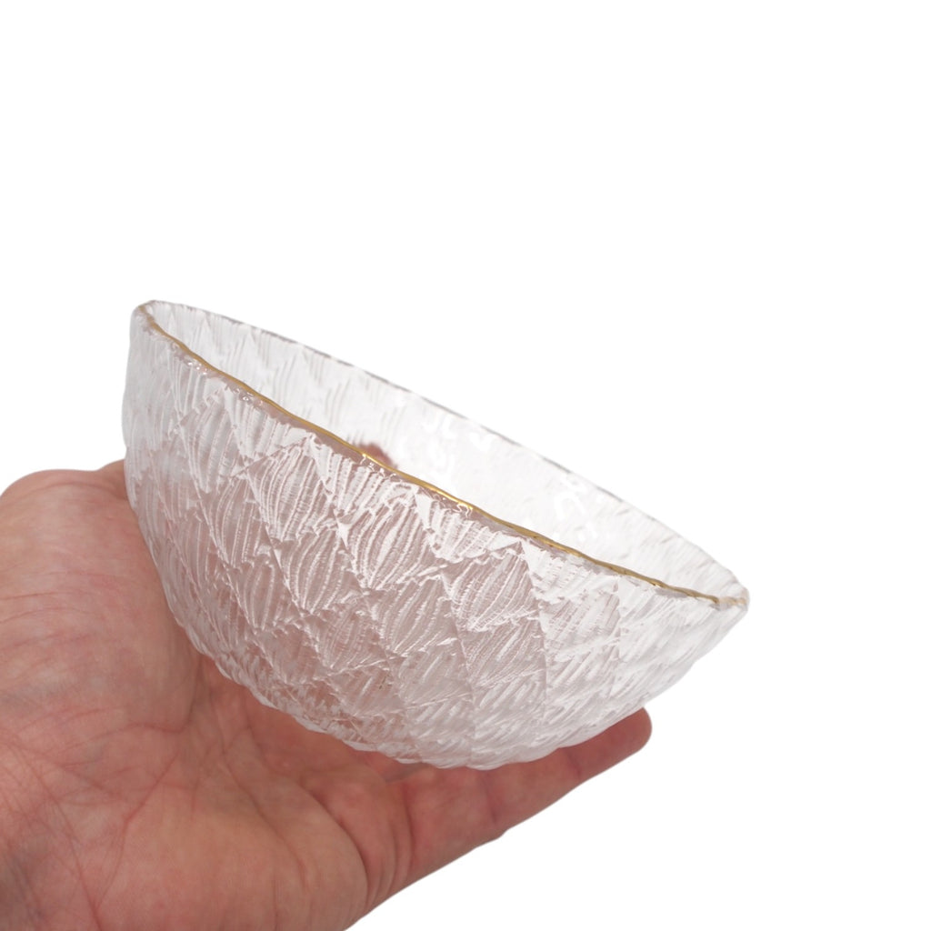 Stiklinė dubenėlis 15 cm su auksiniu krašteliu