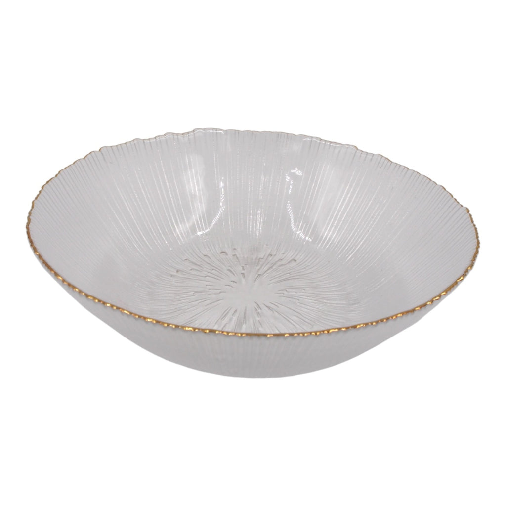 Stiklinė dubenėlė 19,5 cm su auksuotu krašteliu