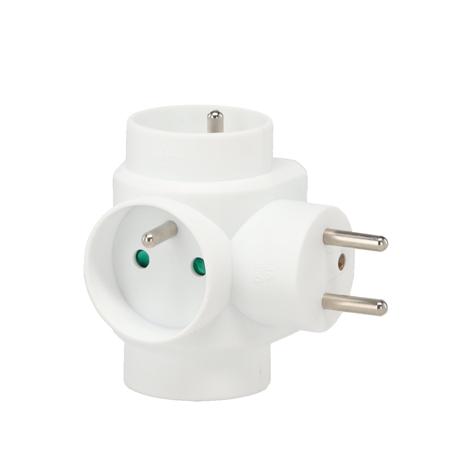 3 lizdų maitinimo adapteris, baltas