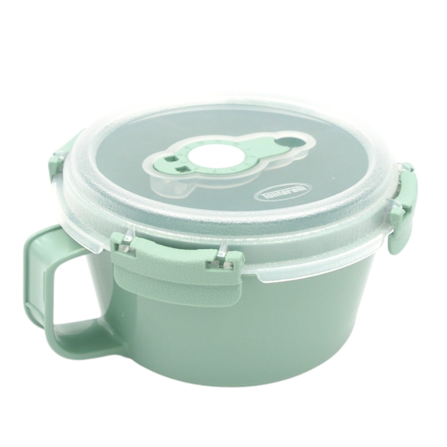Apvali maisto dėžutė su rankena ir sandariu dangteliu