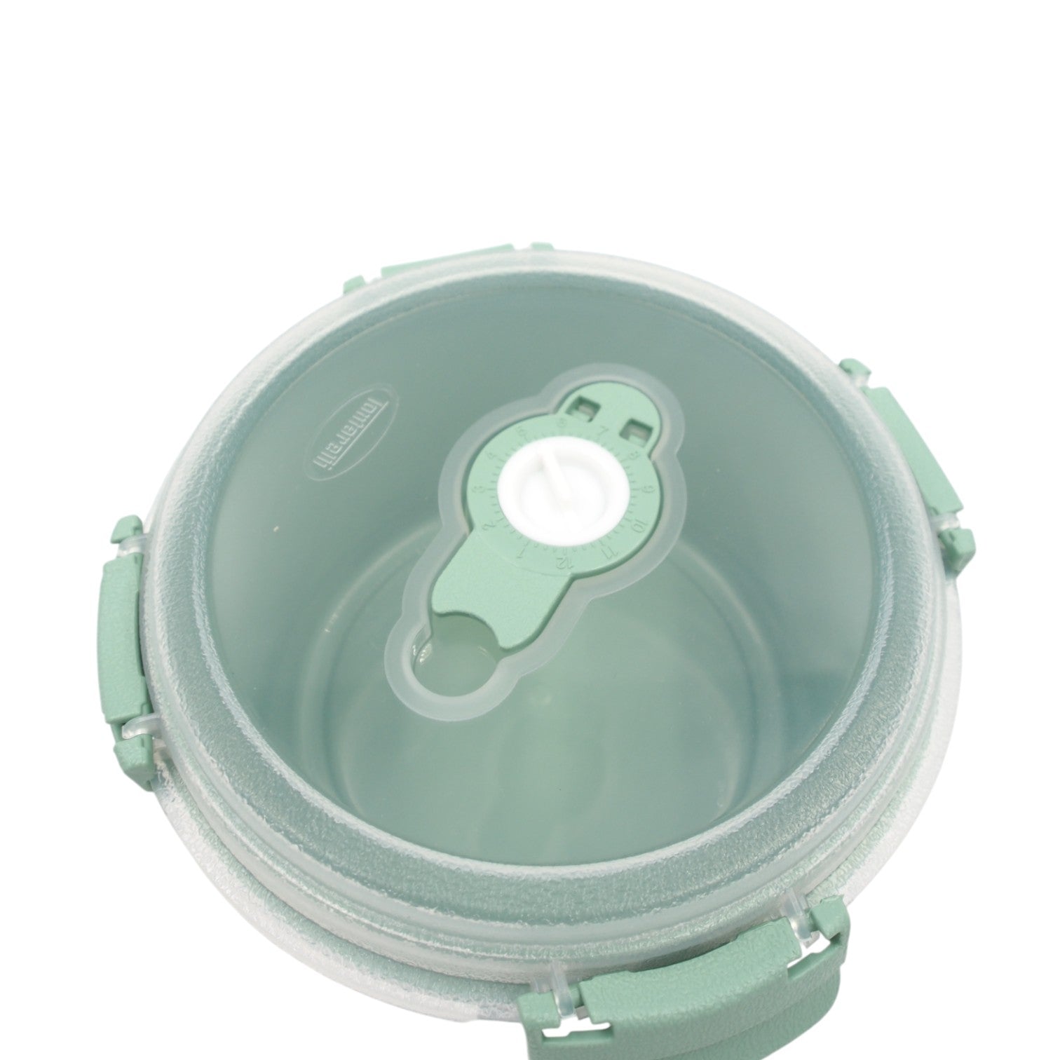 Apvali maisto dėžutė su rankena ir sandariu dangteliu