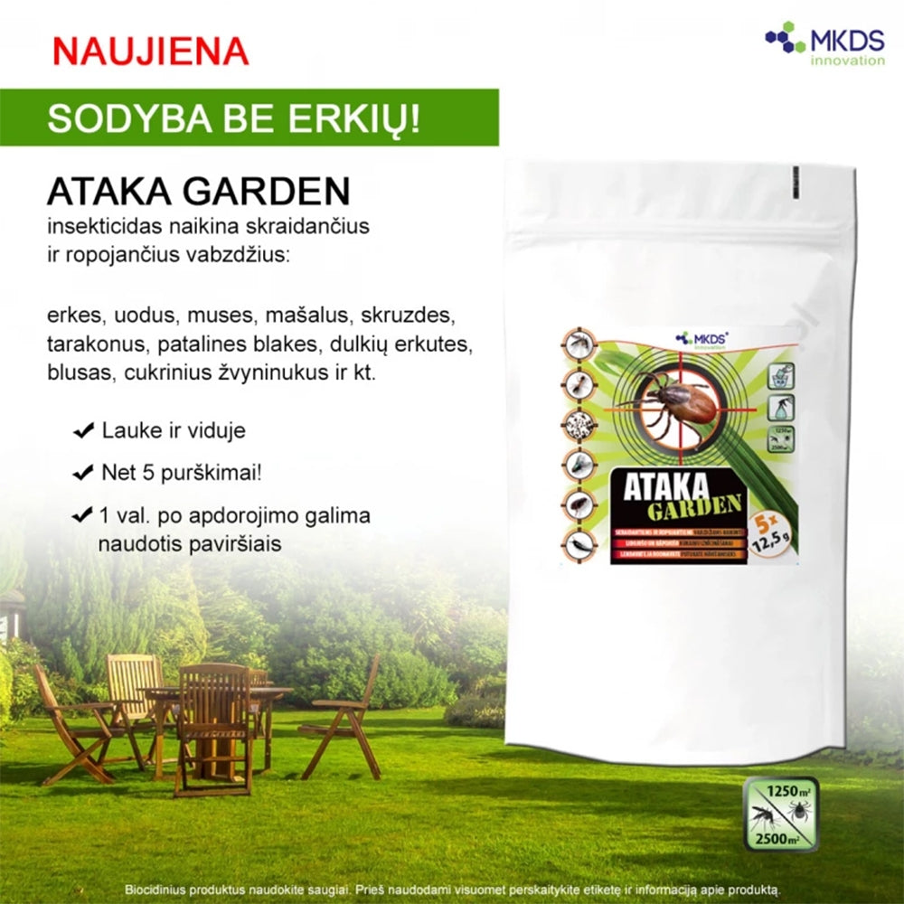Ataka GARDEN insekticidas erkėms, uodams naikinti