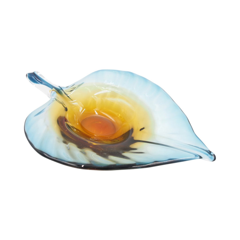 Dekoratyvinė stiklinė lėkštė lapo formos, 37x23x8 cm