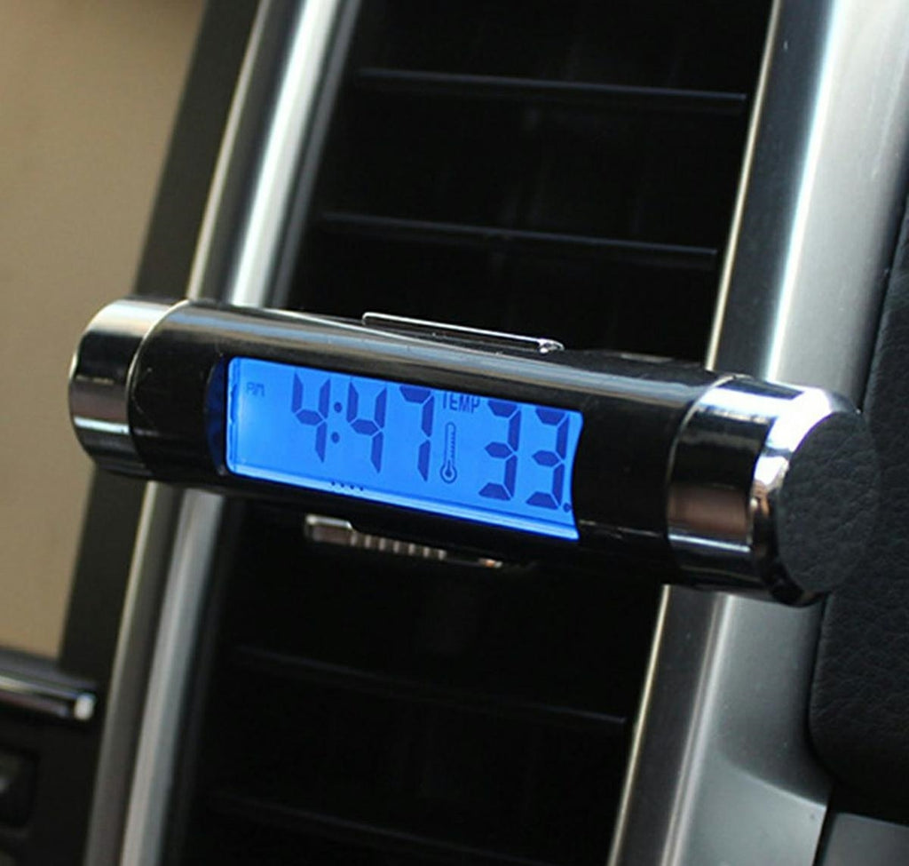 Elektroninis automobilio laikrodis ir termometras