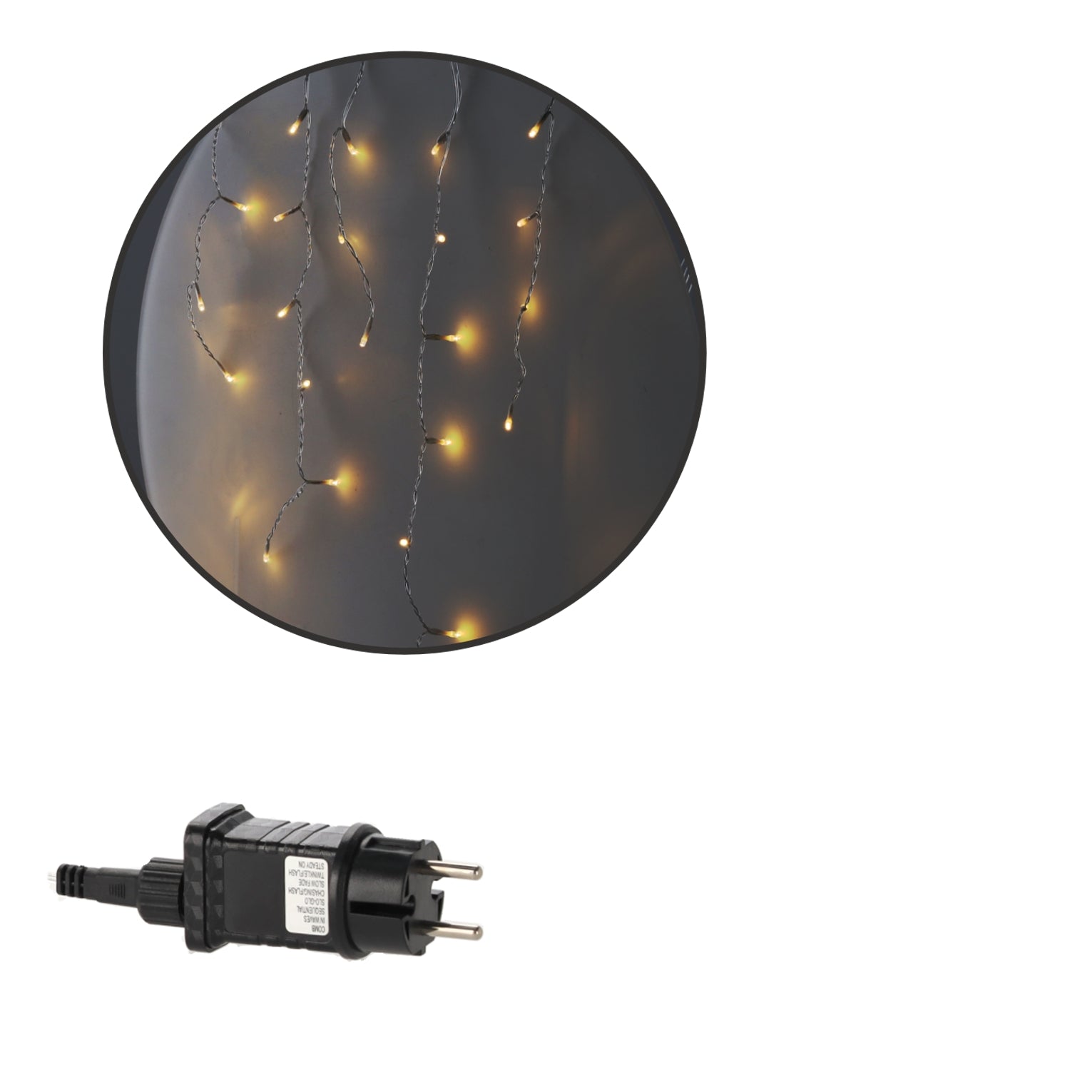 Kalėdinė LED užuolaida/varvekliai, 300 LED, šiltai balta šviesa, 12 m