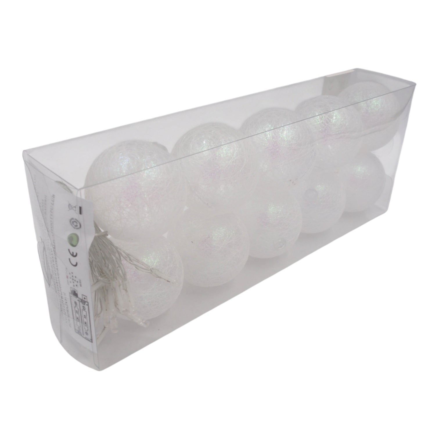 LED girlianda „Baltos burbuliukų lemputės“ (10 vnt.)