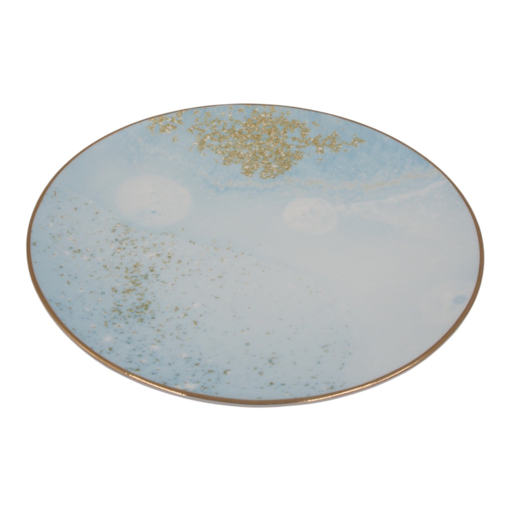 Keraminė lėkštė su mėlynu ir auksiniu dekoru, 27 cm