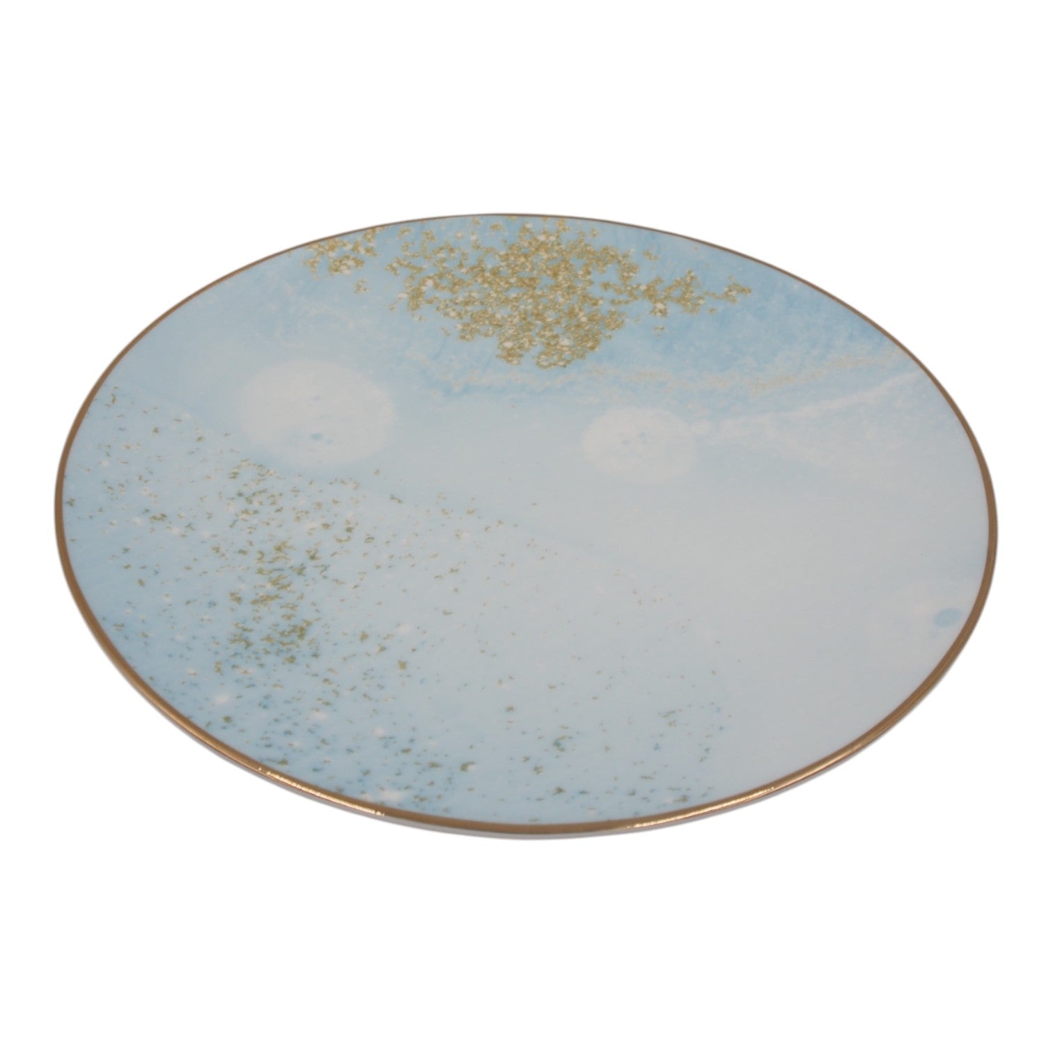 Keraminė lėkštė su mėlynu ir auksiniu dekoru, 27 cm