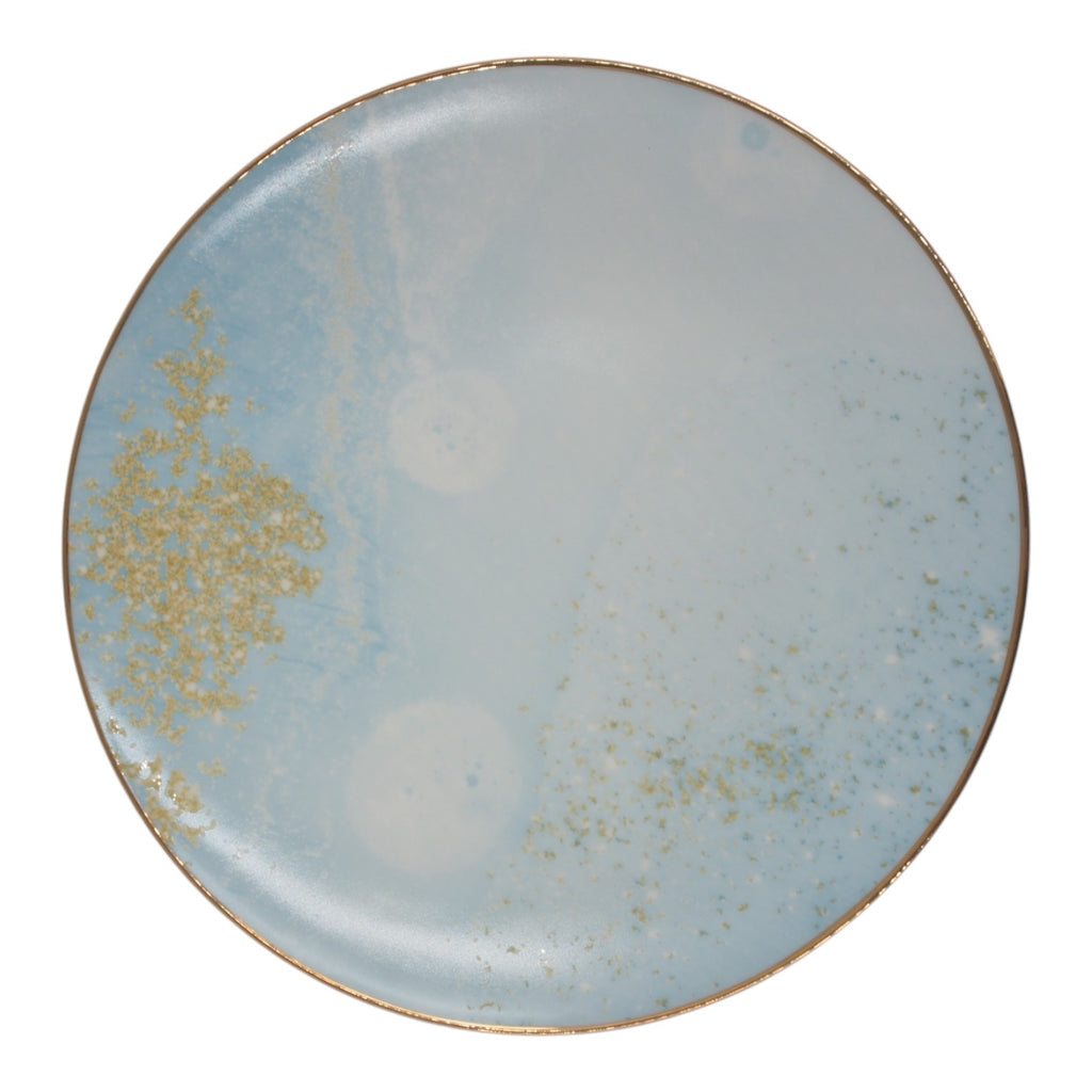 Keraminė lėkštė su mėlynu ir auksiniu dekoru, 27 cm
