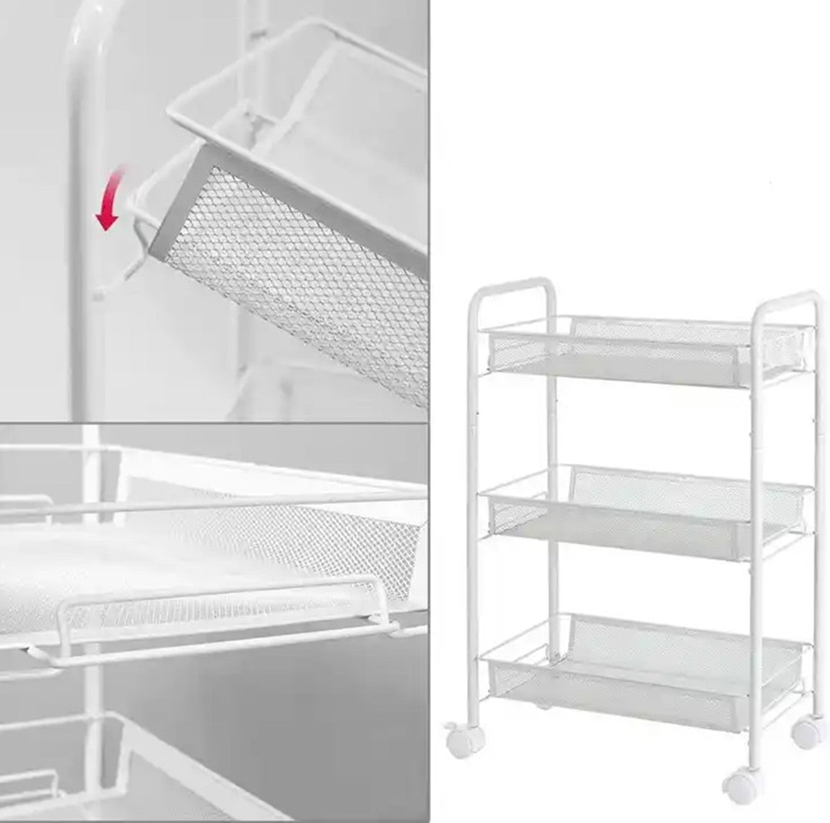 Mobili virtuvės lentyna ant ratukų (Balta)