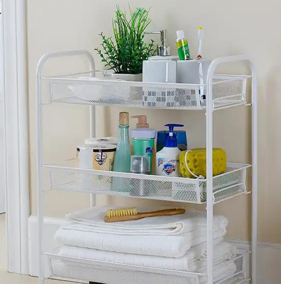 Mobili virtuvės lentyna ant ratukų (Balta)