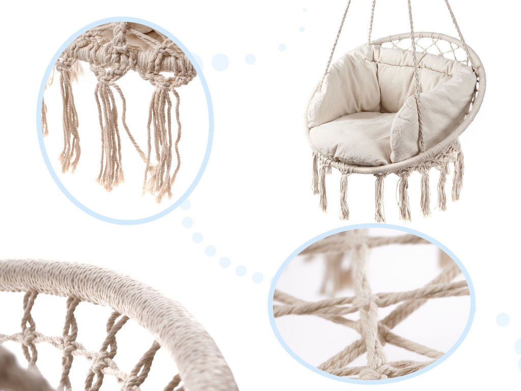 Pakabinamas hamakas + pagalvė (baltas)