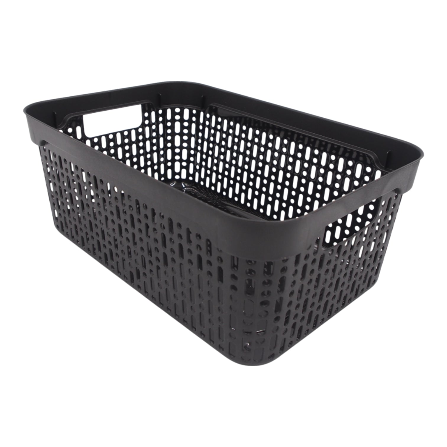 Plastikinė dėžutė su skylutėmis, 30 × 20 × 12 cm JUODA