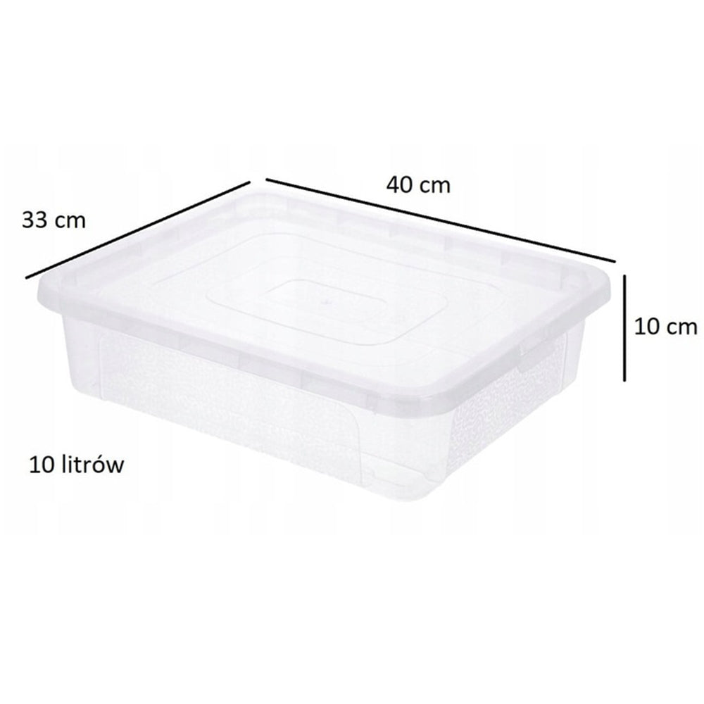 Plastikinis dėžutė su dangčiu 10L (40 × 33 × 10 cm)