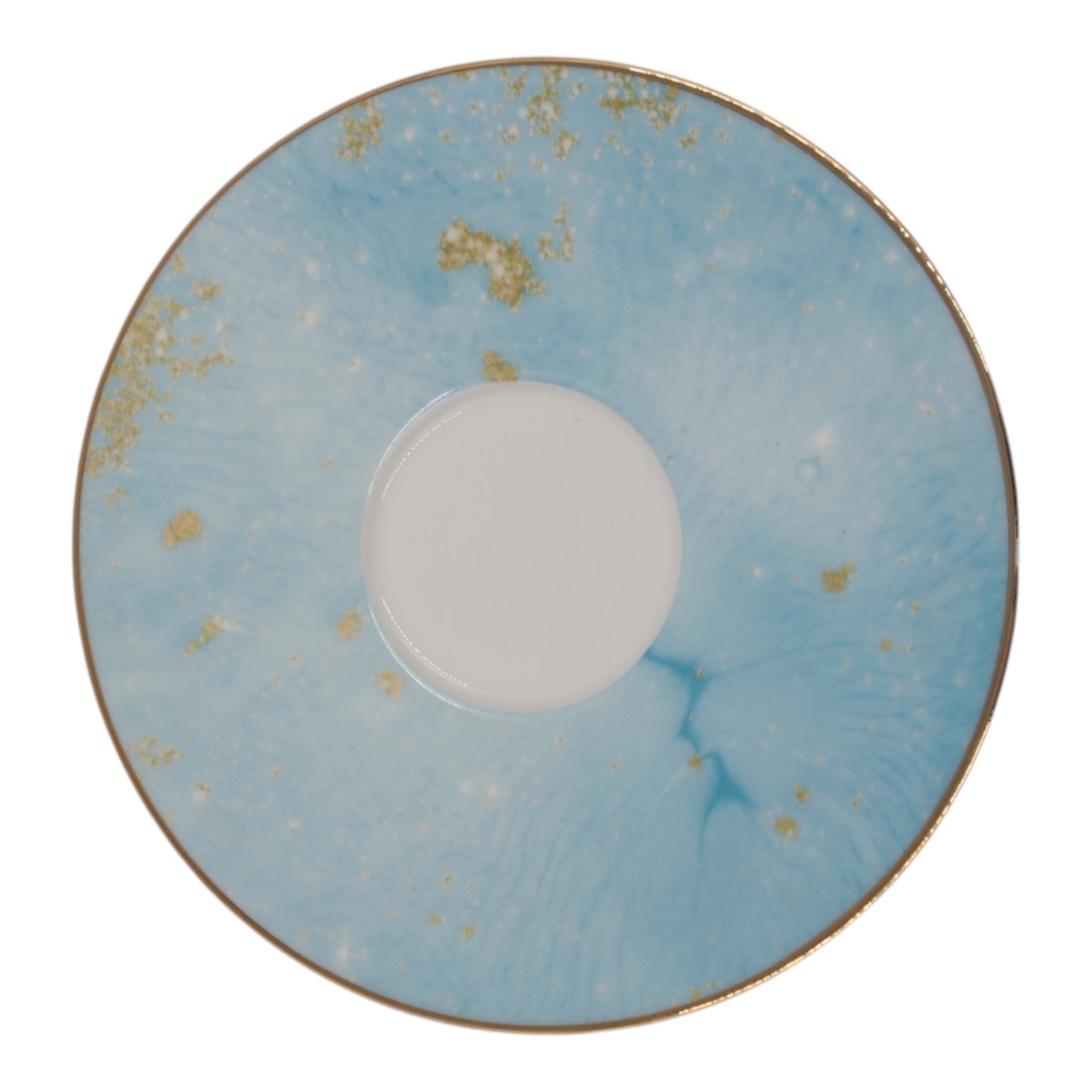 Puodelis su lėkštute, mėlynas su auksiniu dekoru, 275 ml