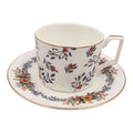 Porcelianinis puodelis su lėkštute, 275 ml, gėlių raštas