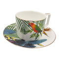 Porcelianinis puodelis su lėkštute, 275 ml, papūgos motyvas