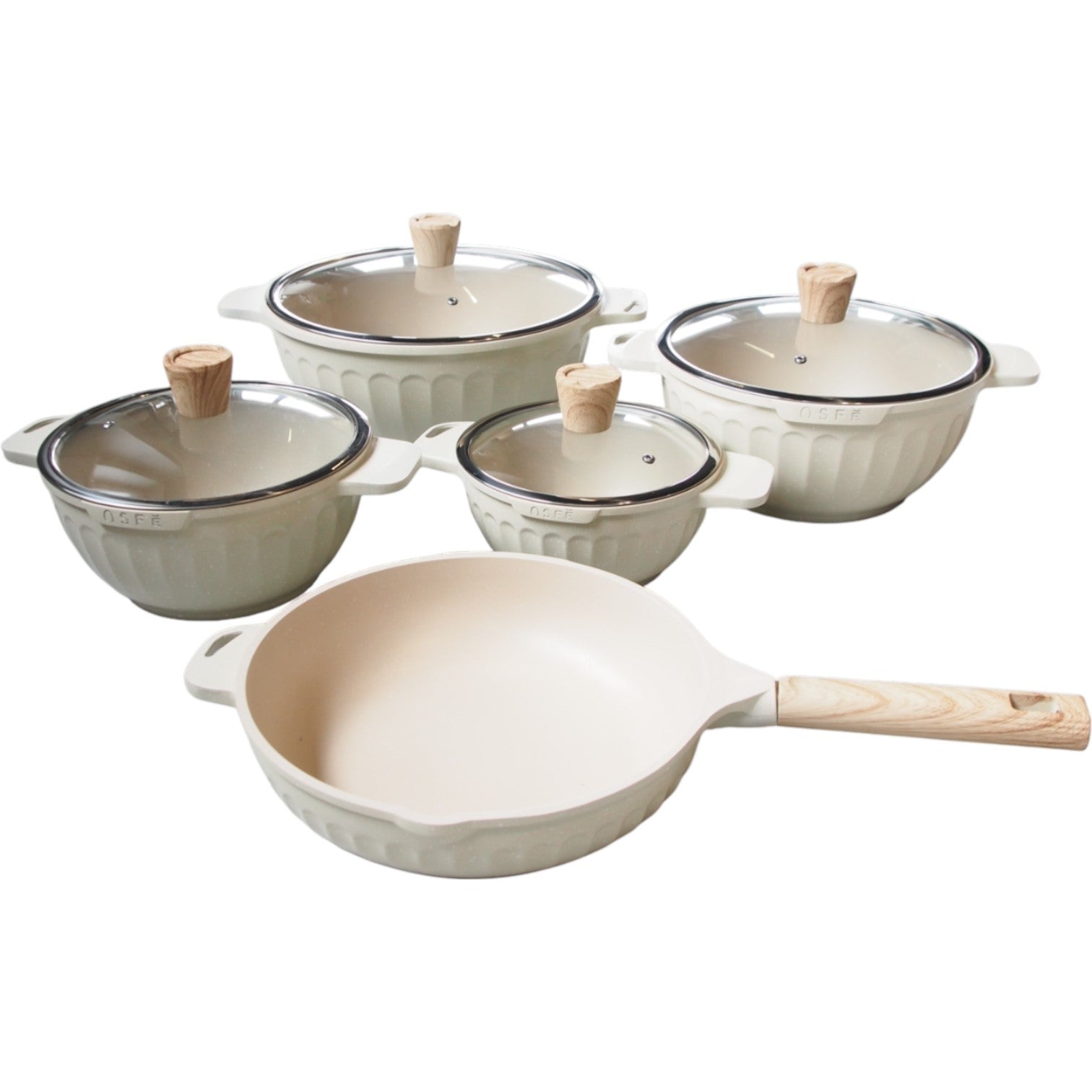 15 dalių marmuro dangos puodų ir keptuvės rinkinys