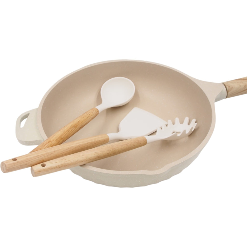 15 dalių marmuro dangos puodų ir keptuvės rinkinys