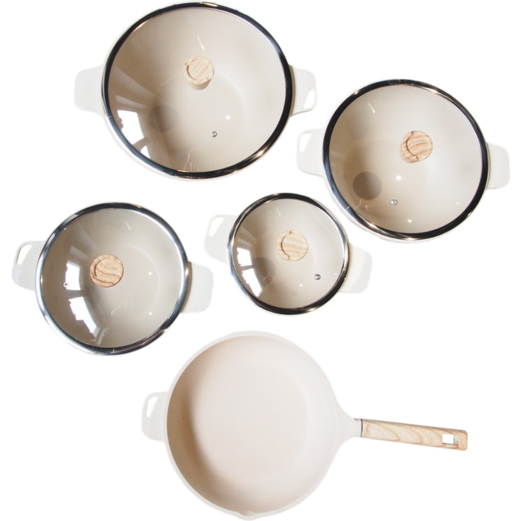 15 dalių marmuro dangos puodų ir keptuvės rinkinys