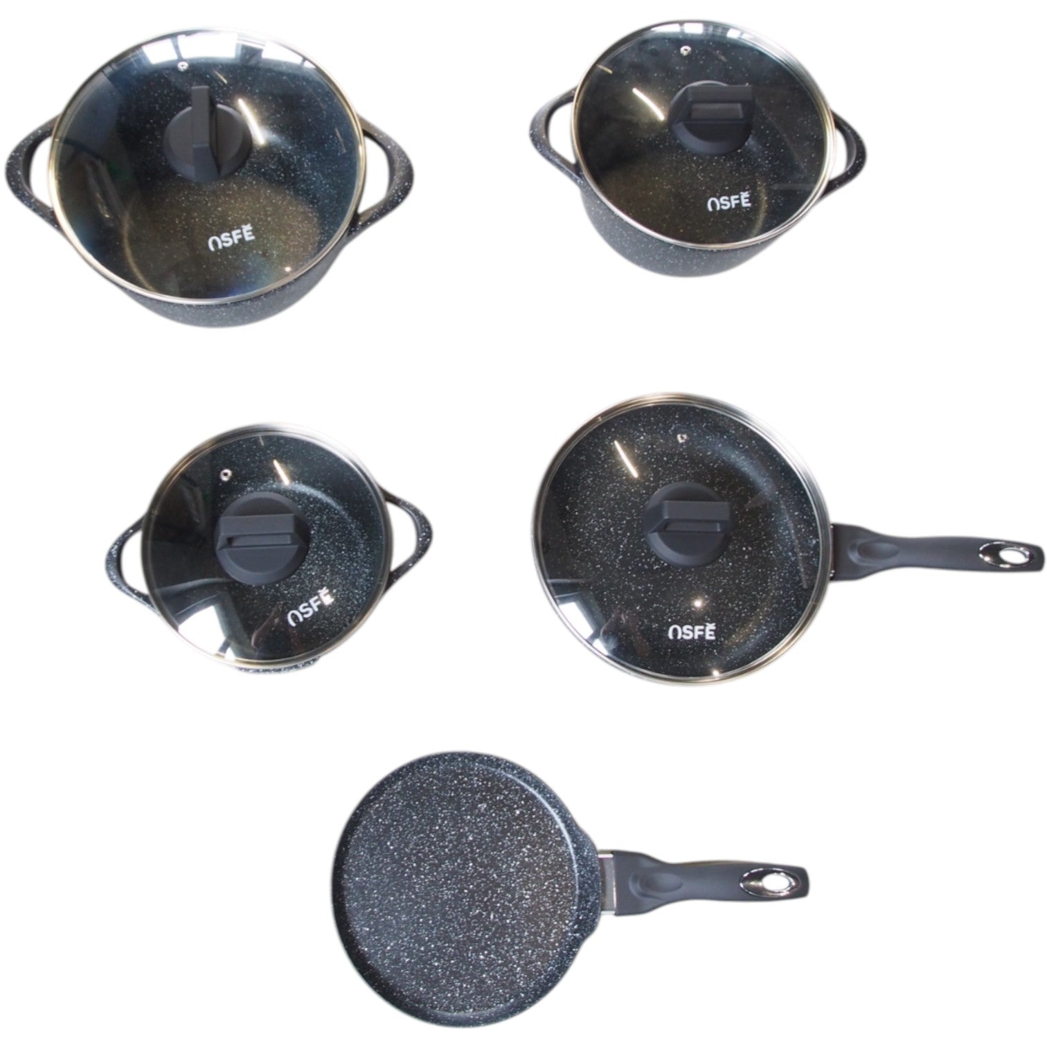 9 dalių OSFE „Mars“ serijos granito puodų rinkinys