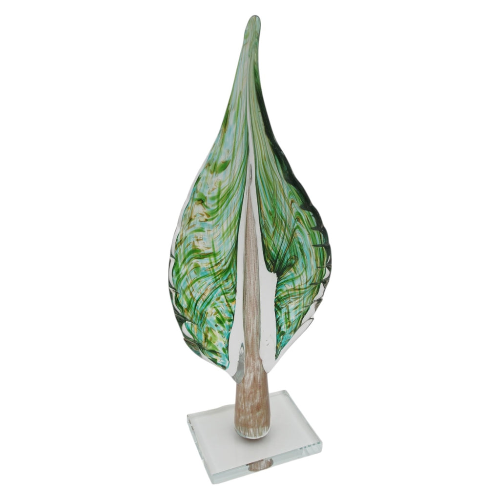 Stiklinė dekoracija „Lapas“, 12×7×32.5 cm Žalias