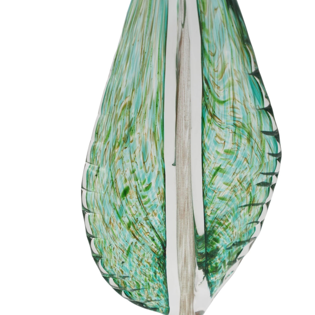 Stiklinė dekoracija „Lapas“, 13×9×41 cm ŽALIAS