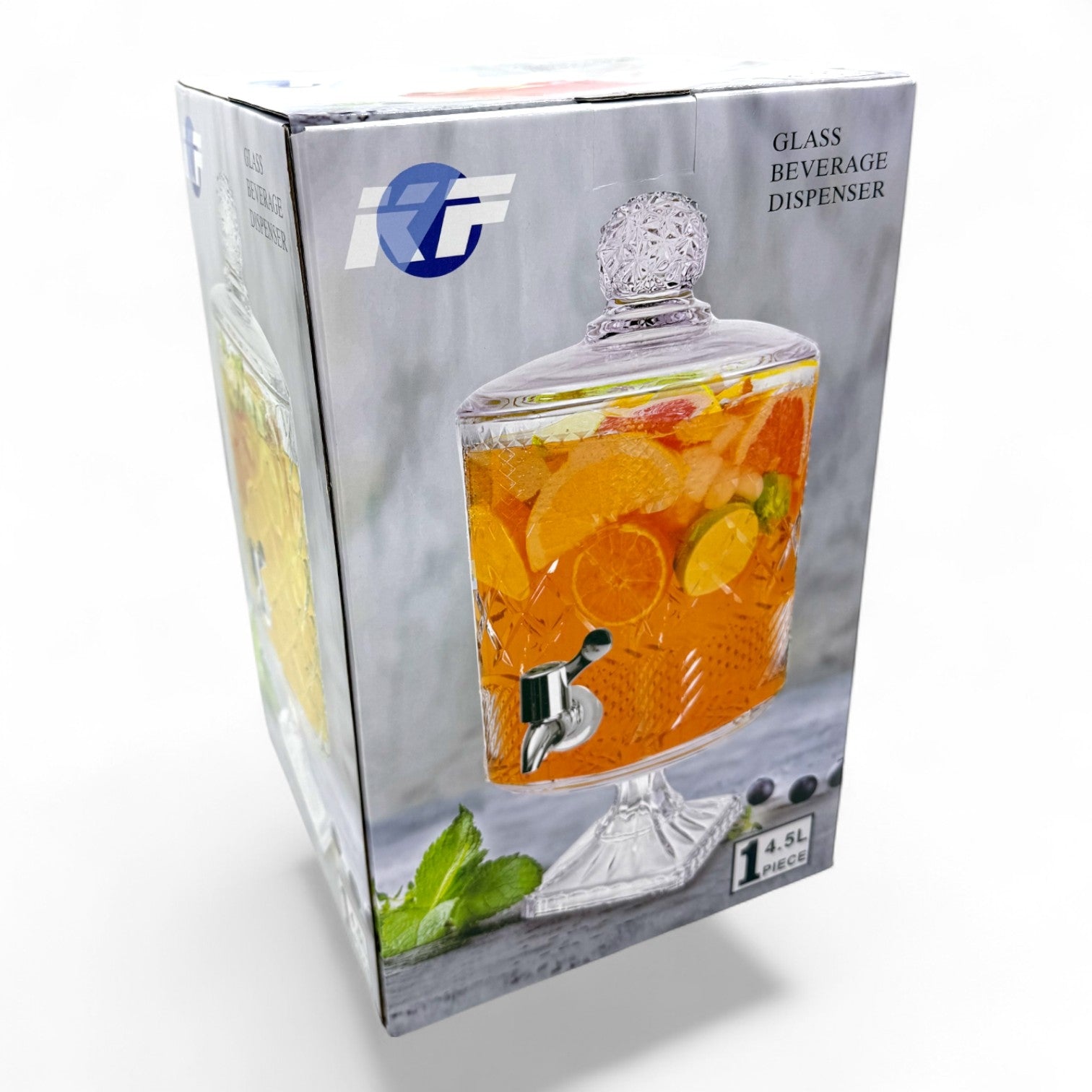 Stiklinė gėrimų talpa su kraneliu