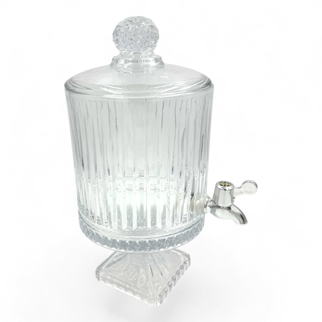 Stiklinė gėrimų talpa su kraneliu