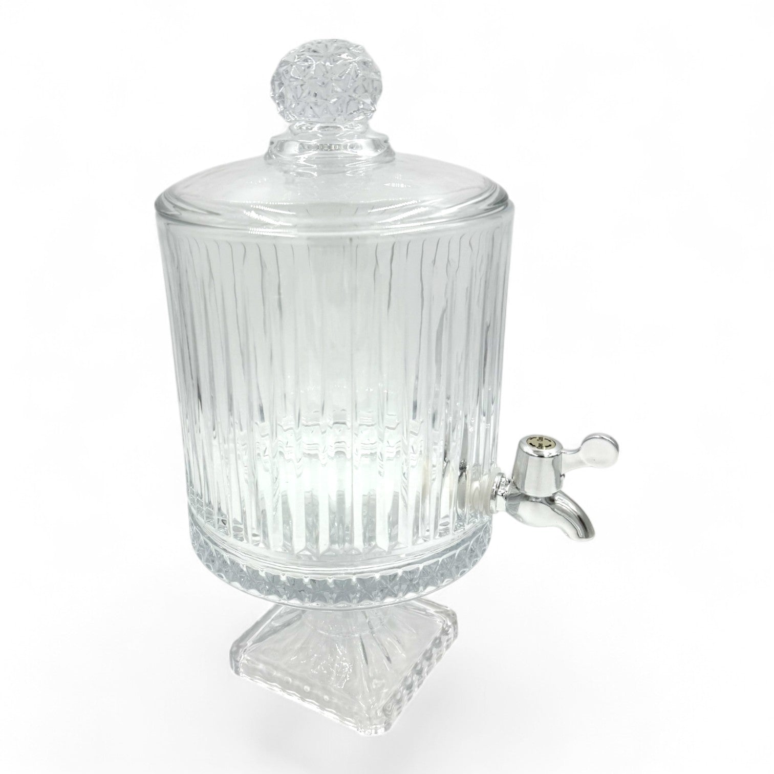 Stiklinė gėrimų talpa su kraneliu