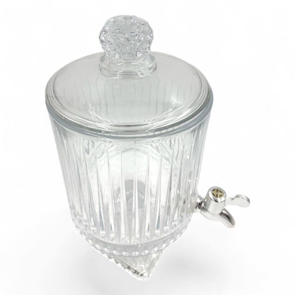 Stiklinė gėrimų talpa su kraneliu