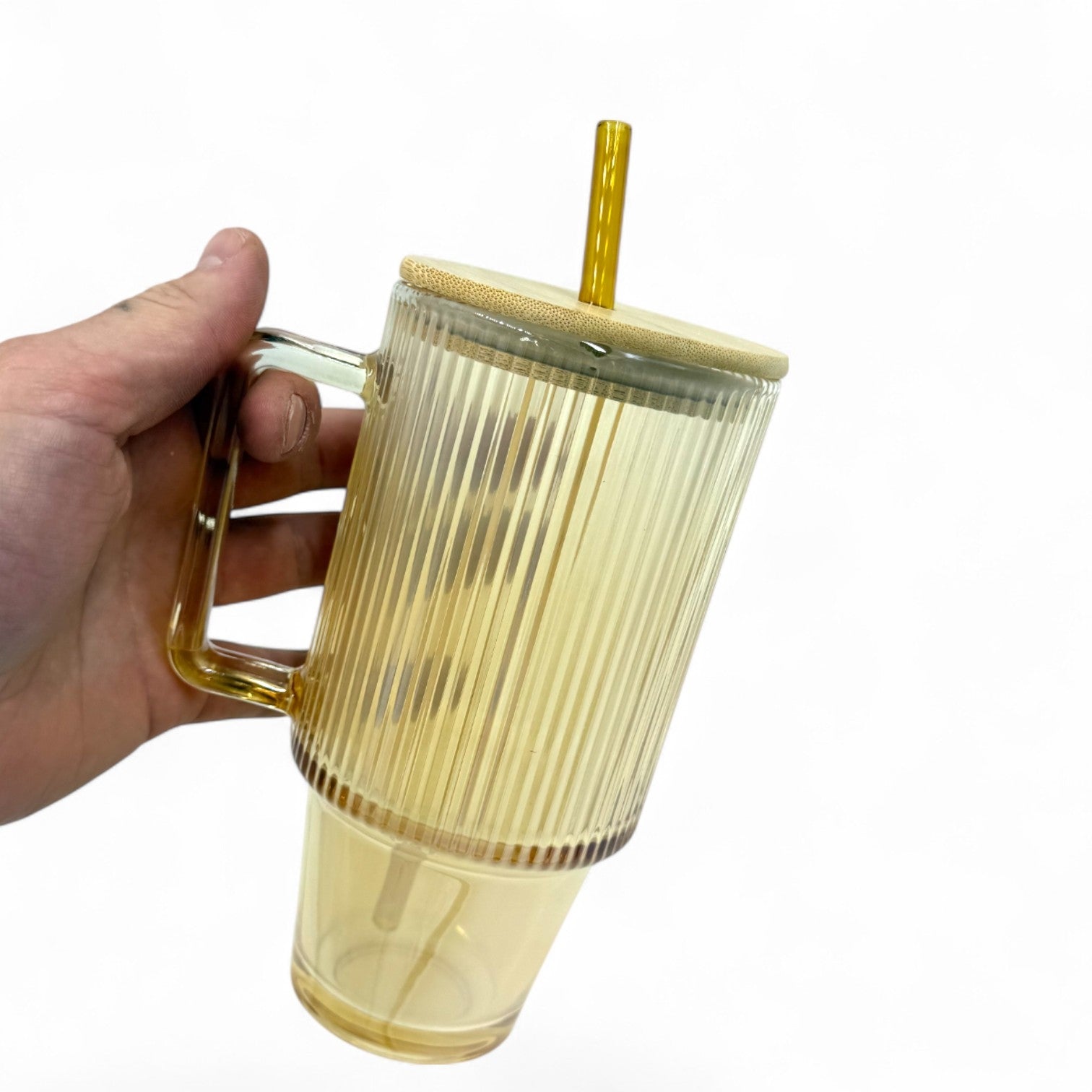 Stiklinis puodelis su šiaudeliu "BAMBOO"