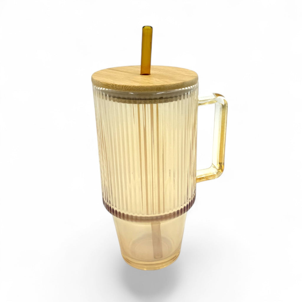 Stiklinis puodelis su šiaudeliu "BAMBOO"