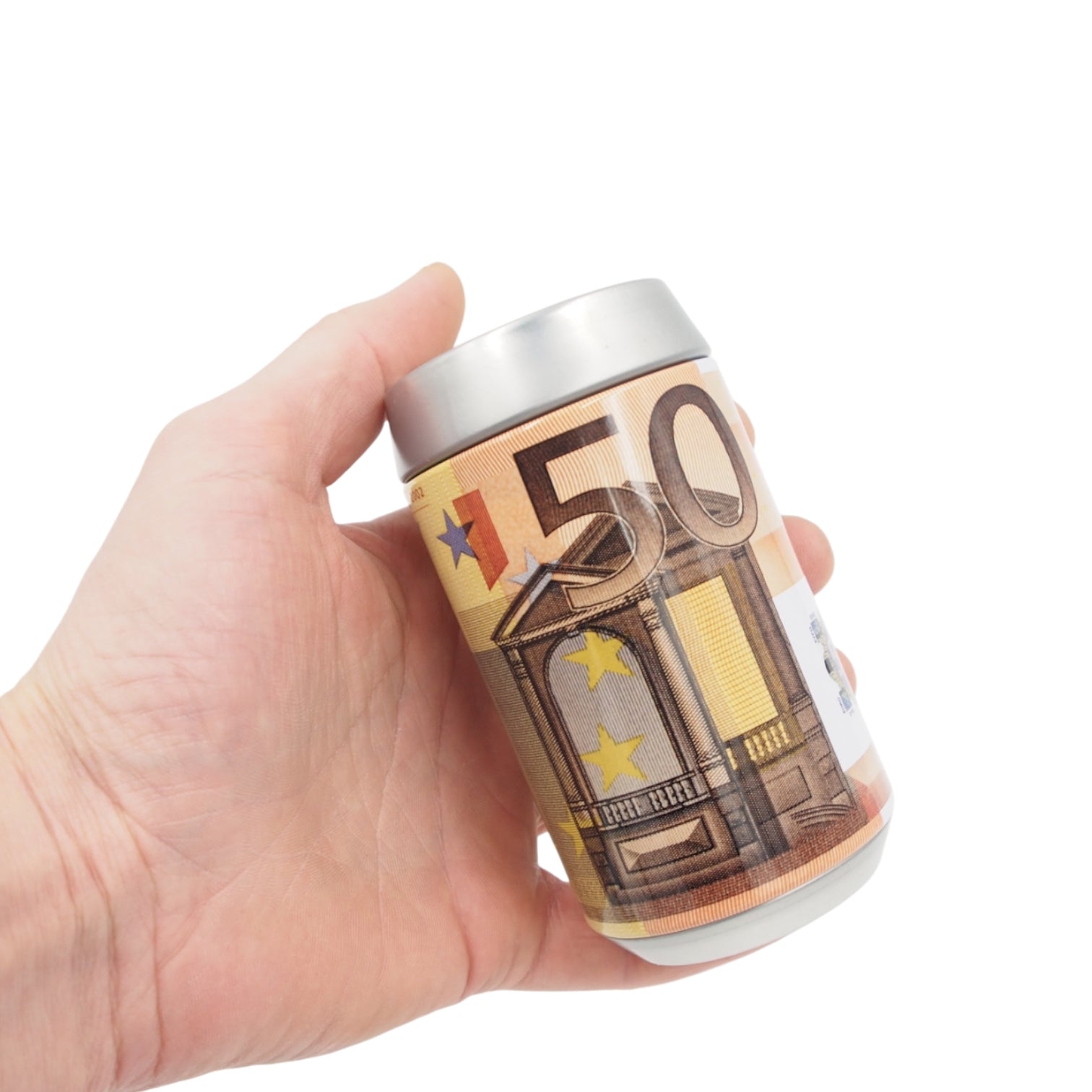 Taupyklė „Gėrimo skardinė“ su euro banknotų dizainu