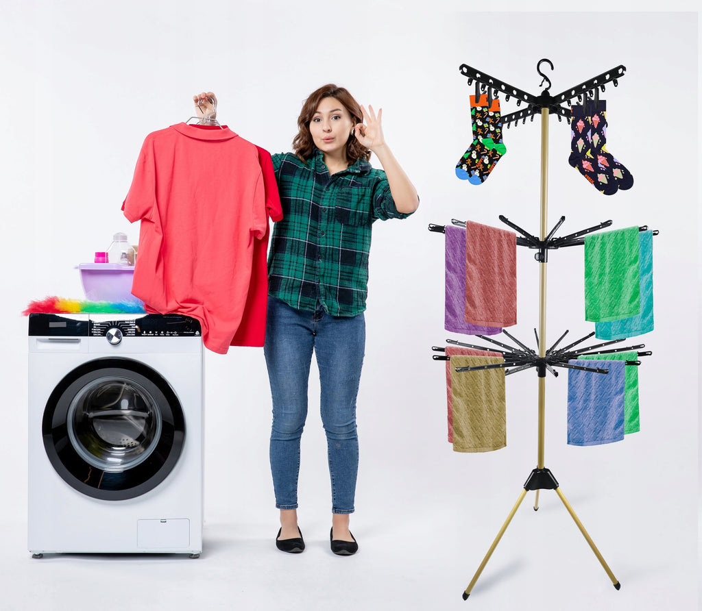 Trijų aukštų vertikali drabužių džiovyklė